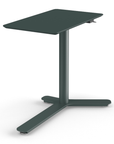 Side View of the Humanscale Mini Float Height Adjustable Table. Forest Green MDF Top with Forest Green Base. Kansas City Office Furniture