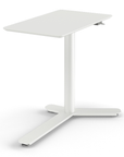 Side View of the Humanscale Mini Float Height Adjustable Table. White MDF Top with White Base. Kansas City Office Furniture