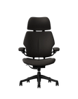 Freedom Ergonomic Executive Chair with Headrest, Black, 99999 (Elmosoft Leather), front view. Kansas City Office Design.