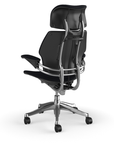 Freedom Ergonomic Executive Chair with Headrest, Polished Aluminum, Black (Woven Corde4), side view. Kansas City Office Design.