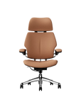 Freedom Ergonomic Executive Chair with Headrest, Polished Aluminum, 33077 (Elmosoft Leather), front view. Kansas City Office Design.