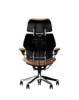 Freedom Ergonomic Executive Chair with Headrest, Polished Aluminum, 33077 (Elmosoft Leather), back view. Kansas City Office Design.