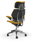 Freedom Ergonomic Executive Chair with Headrest, Polished Aluminum, 0446 (Woven Steelcut Trio), side view. Kansas City Office Design.
