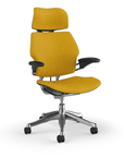 Humanscale Freedom executive chair with headrest, Polished frame with Steelcut Trio 0664 , side view. Kansas City Office Design.
