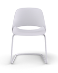 Front View of a Humanscale Trea Chair with cantilever guest chair base and glides. In white finish. Kansas City Office Furniture. 