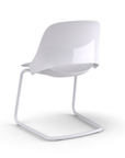 Back View of a Humanscale Trea Chair with cantilever guest chair base and glides. In white finish. Kansas City Office Furniture. 