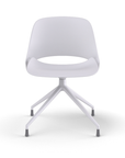 Front View of a Humanscale Trea Chair with four star base and glides. In white finish. Kansas City Office Furniture. 