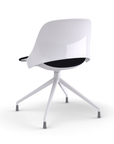 Back view of a Humanscale Trea Chair with four star chair with glides. In white finish with a black fabric padded seat. Kansas City Office Furniture. 