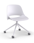 Side View of a Humanscale Trea Chair with four star base and casters. In white finish. Kansas City Office Furniture. 