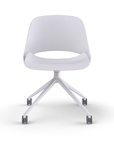 Front View of a Humanscale Trea Chair with four star base and casters. In white finish. Kansas City Office Furniture. 