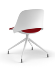 Back view of a Humanscale Trea Chair with four star chair with glides. In white finish with a Parma Red fabric padded seat. Kansas City Office Furniture. 