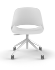 Front View of a Humanscale Trea Chair with four-star task base and casters. In white finish. Kansas City Office Furniture. 