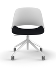 Front view of a Humanscale Trea Chair with four star task chair with casters. In white finish with a black fabric padded seat. Kansas City Office Furniture. 