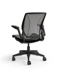 Humanscale World Chair with black mesh, black frame, back view. Kansas City Office Design