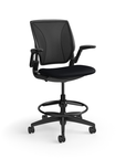 Humanscale World LM counter-height stool in black seat and black frame, front view