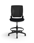 Humanscale World LM stool in black seat and black frame, front view. Kansas City Office Design.