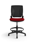 Humanscale World LM stool in red seat and black frame, front view. Kansas City Office Design.