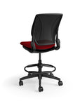 Humanscale World LM stool in red seat and black frame, back view. Kansas City Office Design.