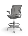 Humanscale World Stool with black mesh, gray frame, back view. Kansas City Office Design