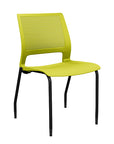 Front view of a SitOnIt Lumin 4Leg Stack Chair in green color with black frame. Kansas City Office Design.