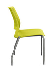 Side view of a SitOnIt Lumin 4Leg Stack Chair in green color with silver frame. Kansas City Office Design.