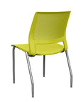 Back view of a SitOnIt Lumin 4Leg Stack Chair in green color with silver frame. Kansas City Office Design.