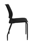 Side view of a SitOnIt Lumin 4Leg Stack Chair in black color with black frame. Kansas City Office Design.