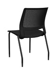 Back view of a SitOnIt Lumin 4Leg Stack Chair in black color with black frame. Kansas City Office Design.
