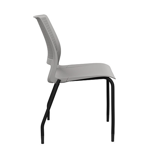 Side view of a SitOnIt Lumin 4Leg Stack Chair in gray color with black frame. Kansas City Office Design.