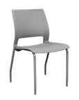 Front view of a SitOnIt Lumin 4Leg Stack Chair in gray color with silver frame. Kansas City Office Design.
