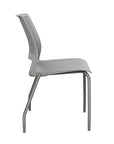 Side view of a SitOnIt Lumin 4Leg Stack Chair in gray color with silver frame. Kansas City Office Design.