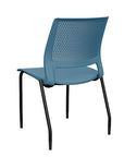 Back view of a SitOnIt Lumin 4Leg Stack Chair in lagoon color with black frame. Kansas City Office Design.