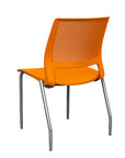 Back view of a SitOnIt Lumin 4Leg Stack Chair in orange color with silver frame. Kansas City Office Design.