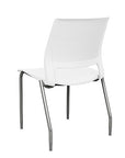 Back view of a SitOnIt Lumin 4Leg Stack Chair in white color with silver frame. Kansas City Office Design.