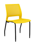 Front view of a SitOnIt Lumin 4Leg Stack Chair in yellow with black frame. Kansas City Office Design.