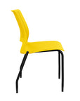 Side view of a SitOnIt Lumin 4Leg Stack Chair in yellow with black frame. Kansas City Office Design.