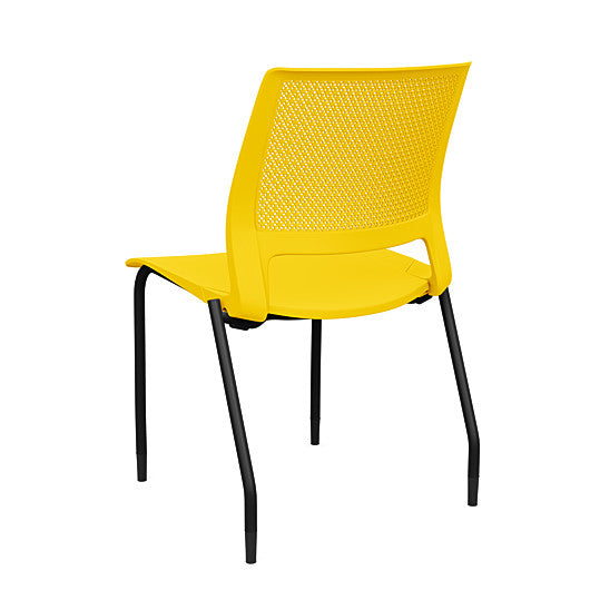 Back view of a SitOnIt Lumin 4Leg Stack Chair in yellow color with black frame. Kansas City Office Design.