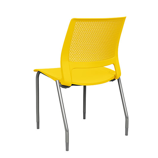 Back view of a SitOnIt Lumin 4Leg Stack Chair in yellow color with silver frame. Kansas City Office Design.