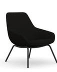 Front view of the 9to5 Lilly lounge chair in black 4Leg metal frame and Black Fabric. Kansas City Office Design.