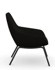 Side view of the 9to5 Lilly lounge chair in black 4Leg metal frame and Black Fabric. Kansas City Office Design.