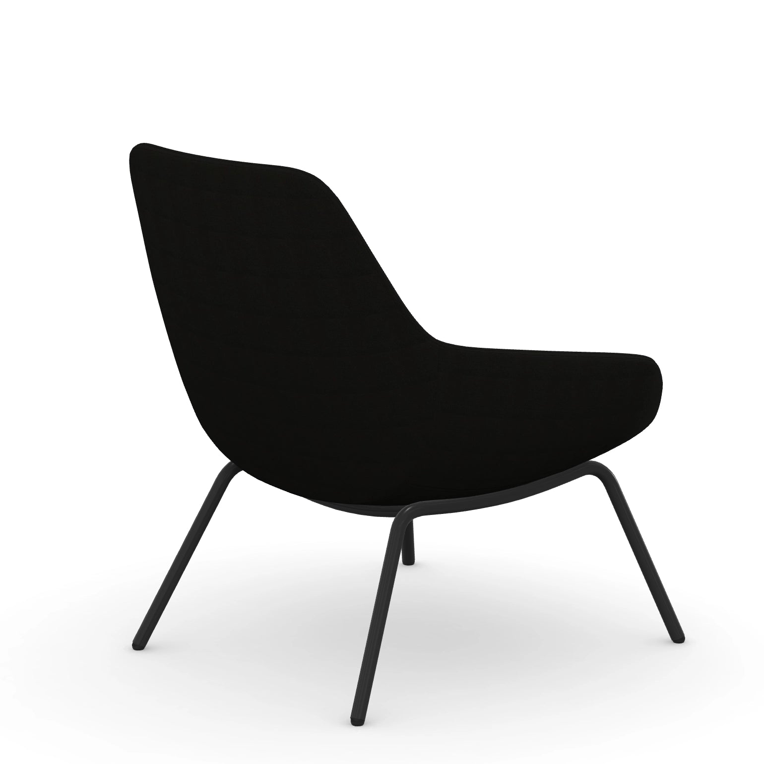 Back view of the 9to5 Lilly lounge chair in black 4Leg metal frame and Black Fabric. Kansas City Office Design.