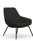 Front view of the 9to5 Lilly lounge chair in black 4Leg metal frame and Black Vinyl Fabric. Kansas City Office Design.