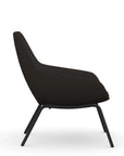 Side view of the 9to5 Lilly lounge chair in black 4Leg metal frame and Black Vinyl Fabric. Kansas City Office Design.