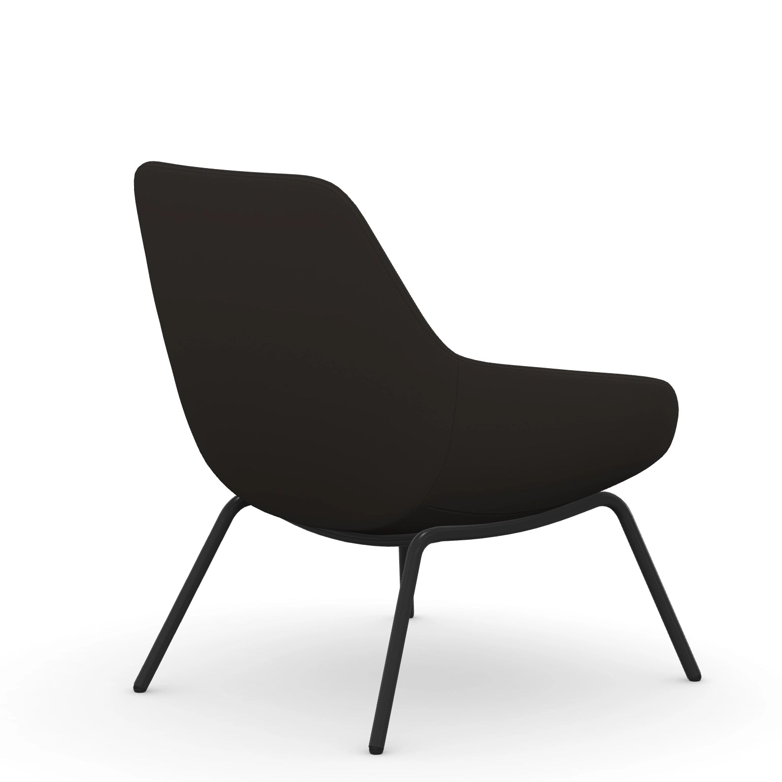 Back view of the 9to5 Lilly lounge chair in black 4Leg metal frame and Black Vinyl Fabric. Kansas City Office Design.