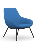 Front view of the 9to5 Lilly lounge chair in black 4Leg metal frame and Blue Fabric. Kansas City Office Design.