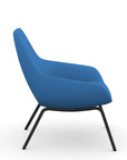 Side view of the 9to5 Lilly lounge chair in black 4Leg metal frame and Blue Fabric. Kansas City Office Design.