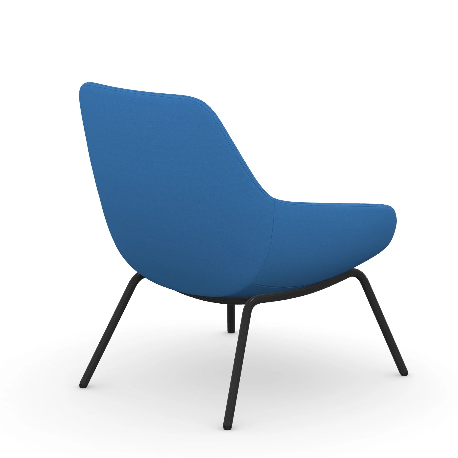 Back view of the 9to5 Lilly lounge chair in black 4Leg metal frame and Blue Fabric. Kansas City Office Design.