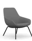 Front view of the 9to5 Lilly lounge chair in black 4Leg metal frame and Gray Fabric. Kansas City Office Design.
