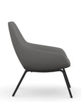 Side view of the 9to5 Lilly lounge chair in black 4Leg metal frame and Gray Fabric. Kansas City Office Design.
