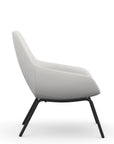 Side view of the 9to5 Lilly lounge chair in black 4Leg metal frame and Tinsel Vinyl Fabric. Kansas City Office Design.